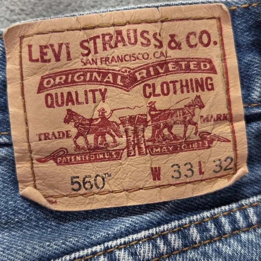 Levis‎ 560 Jeans Mens Medium Wash Blue Denim Relaxed Tapered Zip Fly Fits 30x28